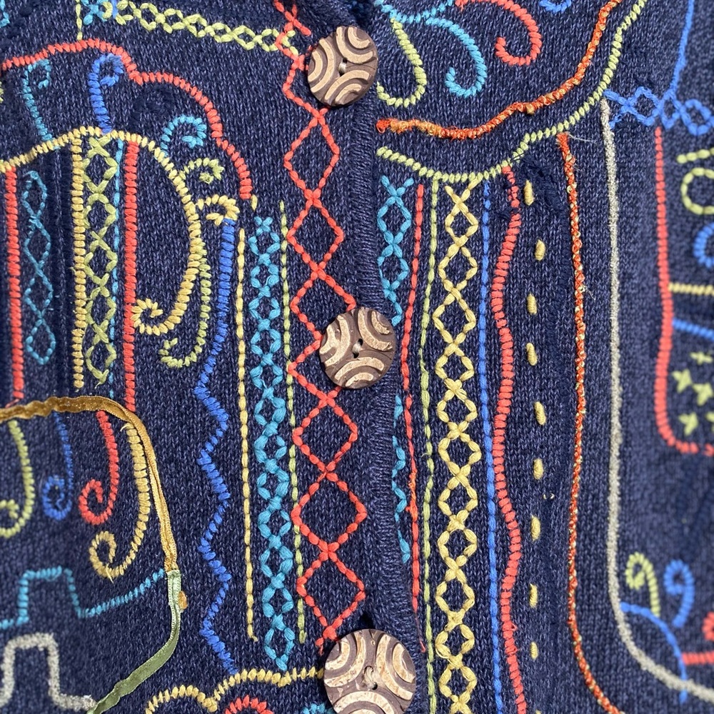 Peruvian Connection Black Jacket with Colorful Em… - image 8